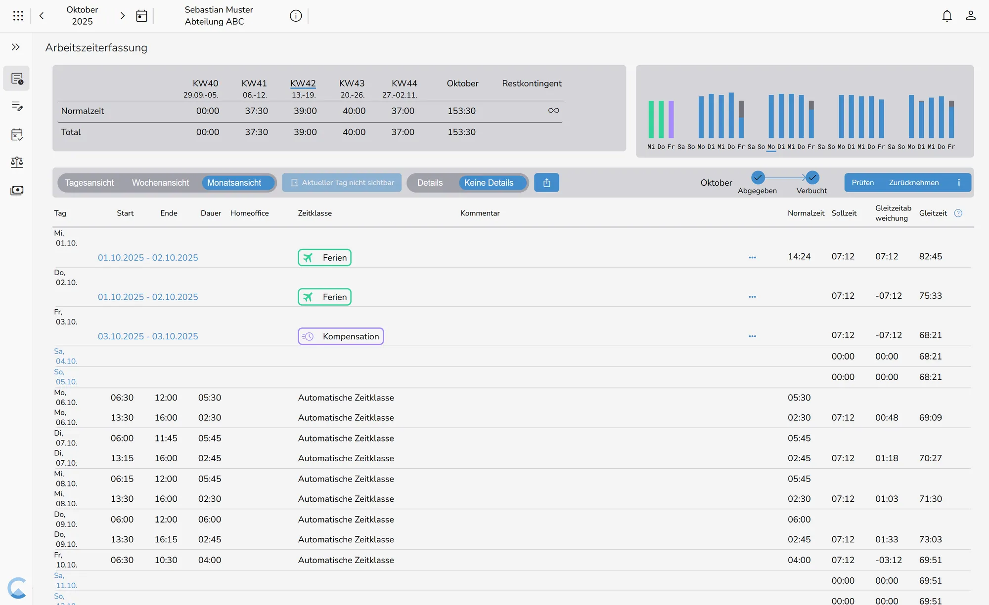 Arbeitszeiterfassung Vorschau